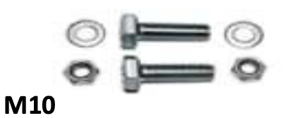 KIT 2 VIS M10X45, 2 ECROUS ET 2 RONDELLES (douille à colonne)